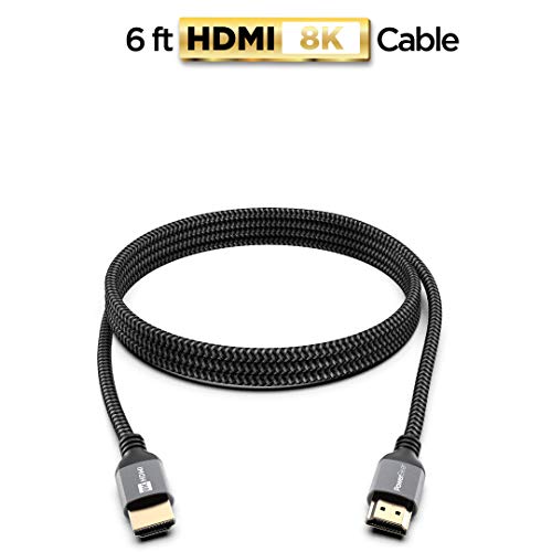 Powerbear 8K HDMI כבל 6 ft | מהירות גבוהה, מחברי ניילון וזהב קלועים, 8K @ 60Hz, 4K @ 120 הרץ,